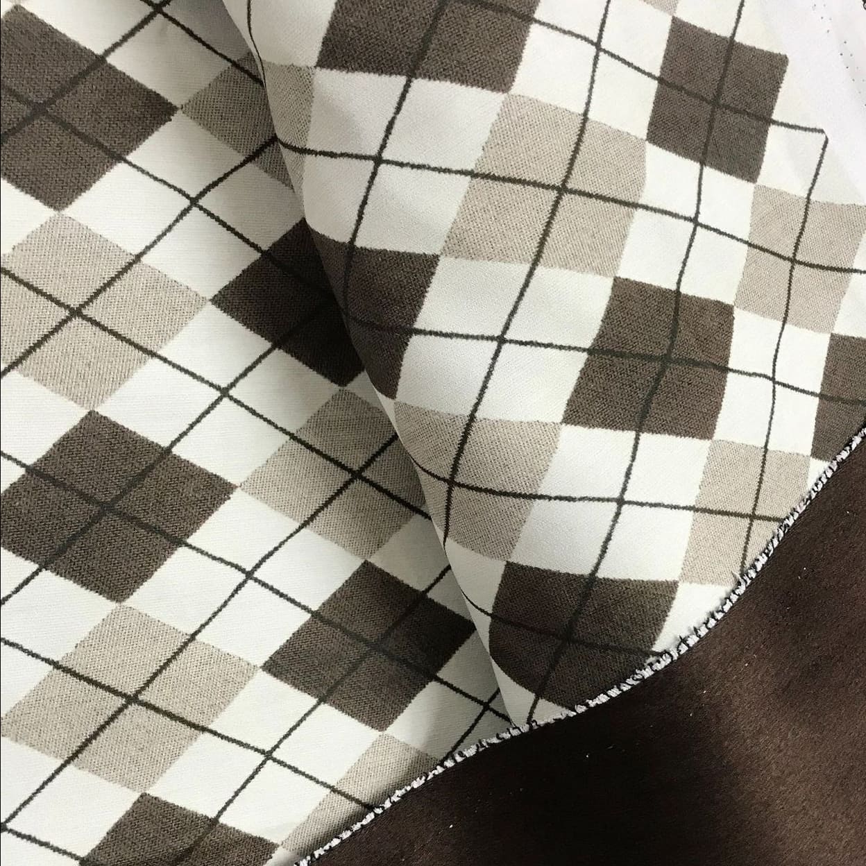 Heritage Argyle Diamond Brown Beige Curtains