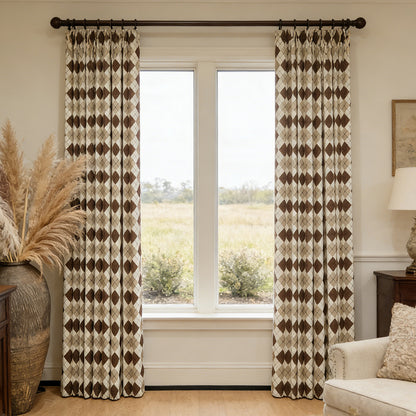 Heritage Argyle Diamond Brown Beige Curtains
