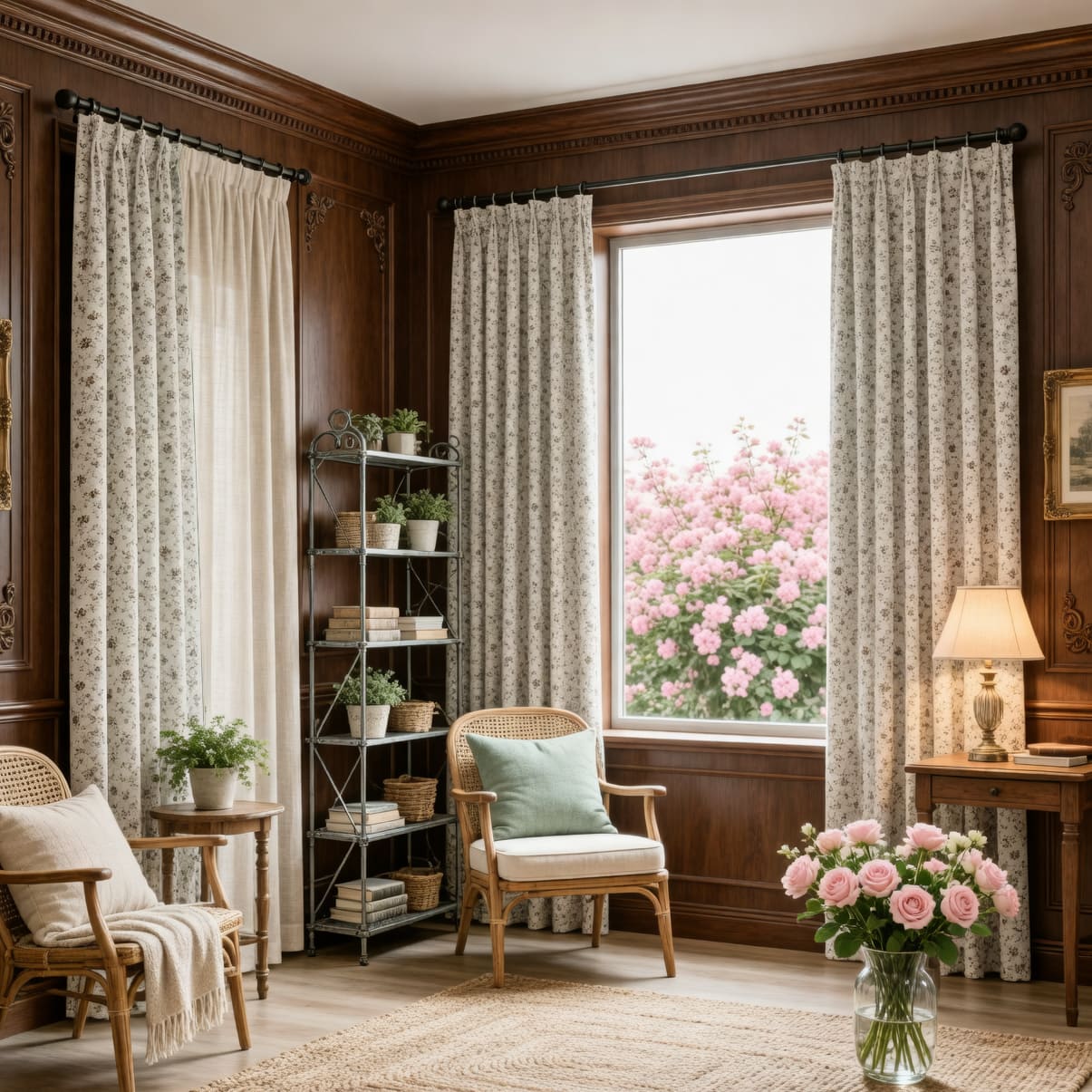 Pastoral Romance Double-Sided Small Floral Jacquard Chenille Drapes