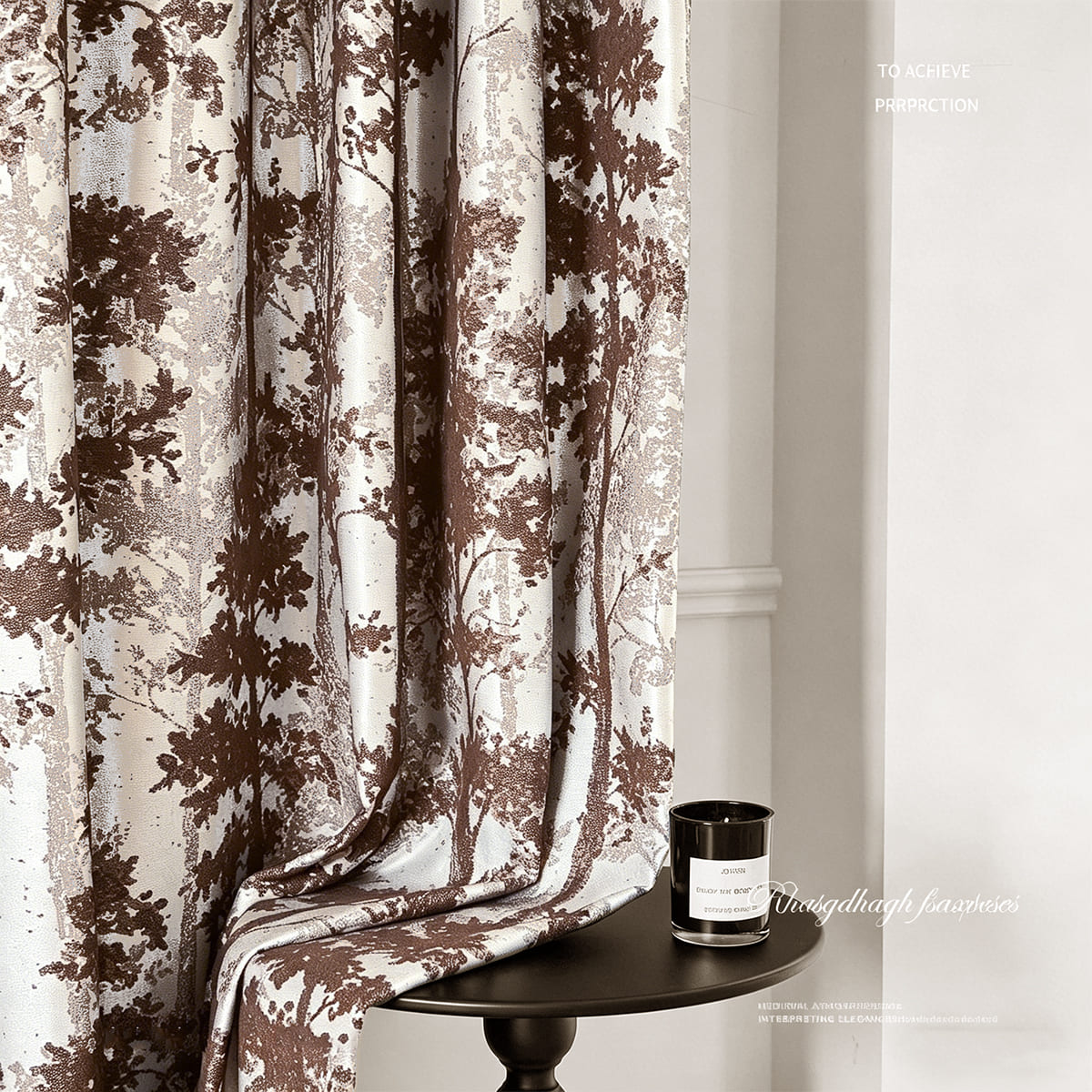 Elegant Neutral Chocolate Brown Forest Silhouette Curtains