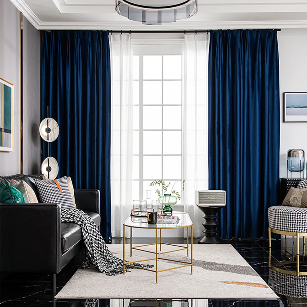 Luxurious Clein Blue Velvet Curtains and Drapes