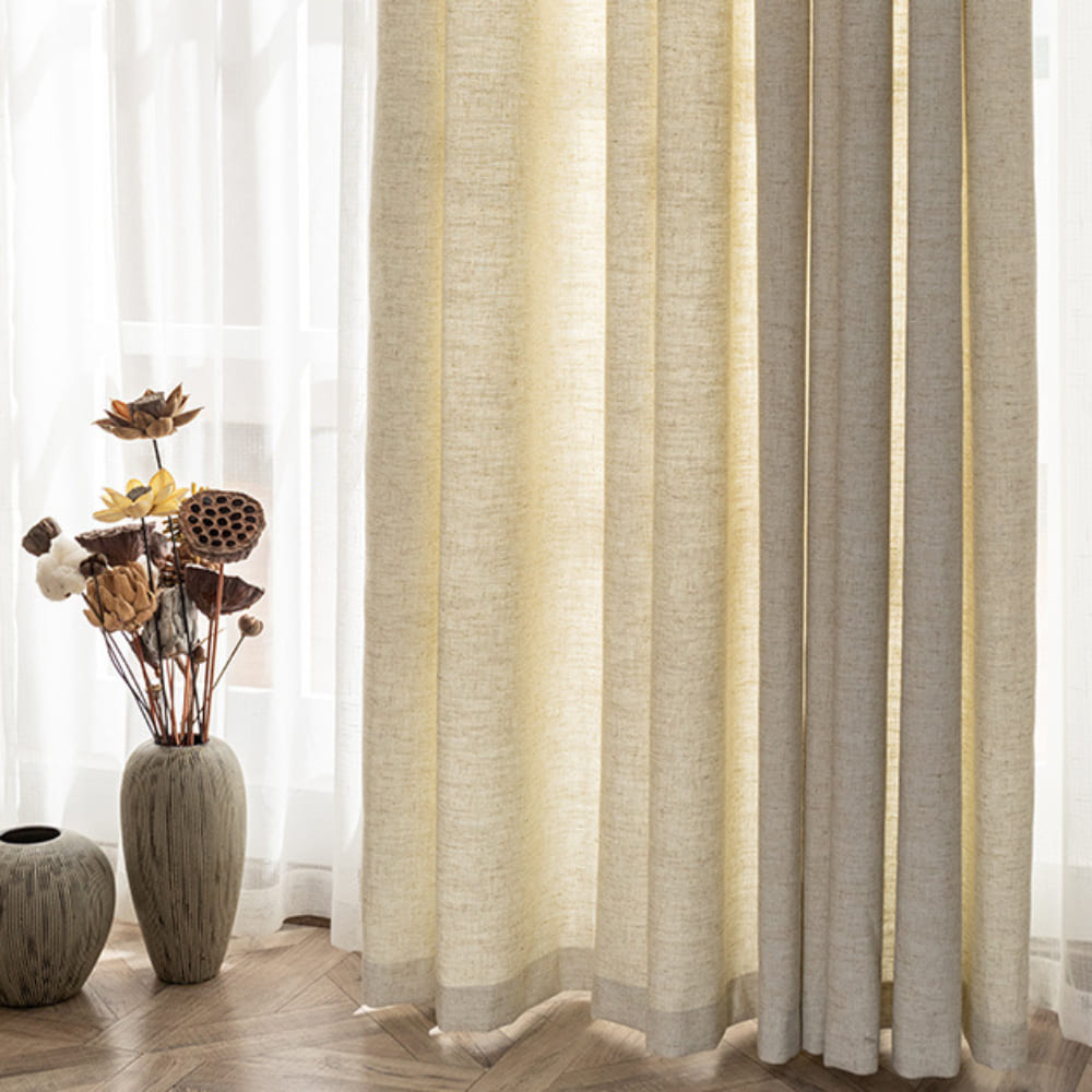 Simple Texture Harmony Warm Beige Linen Natural Balloon Shade Curtain