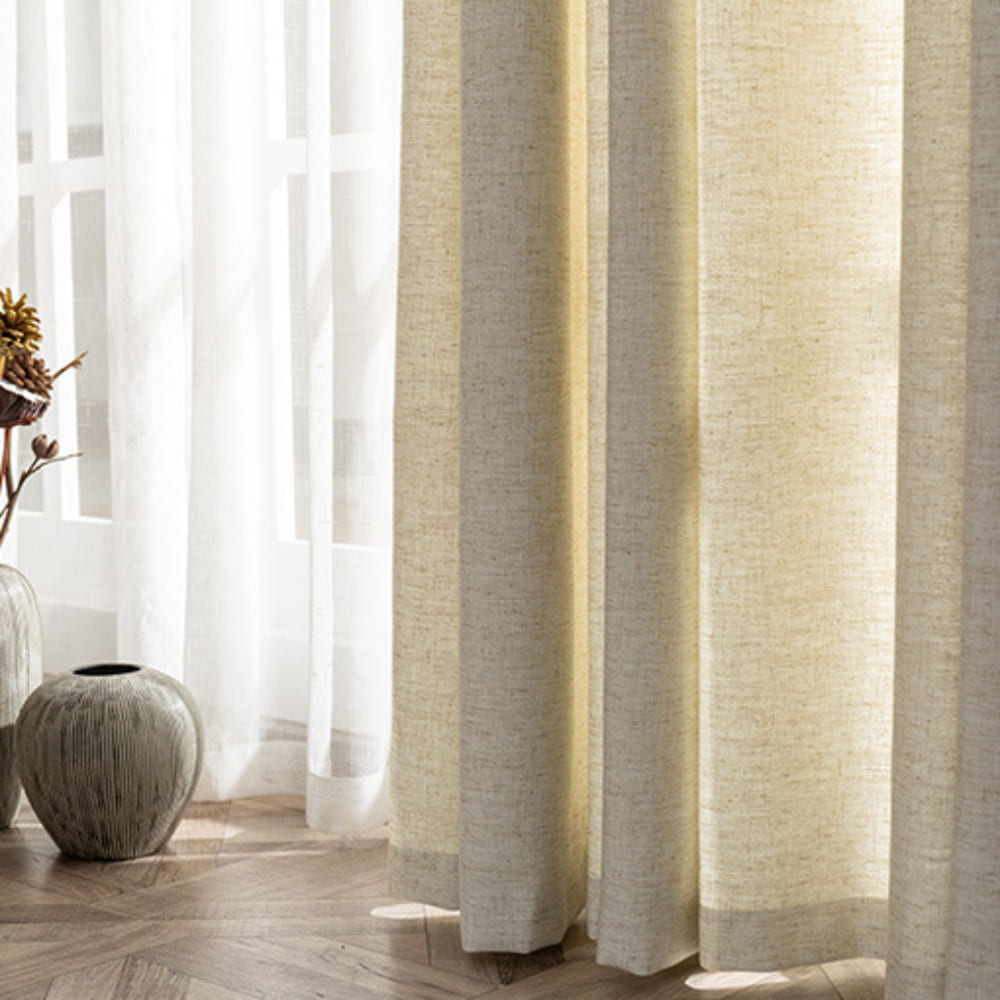Simple Texture Harmony Warm Beige Linen Natural Balloon Shade Curtain