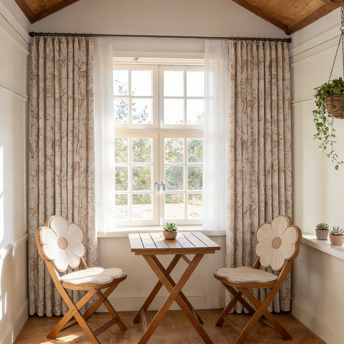 Cozy Happy Deer Tree Chenille Jacquard Farmhouse Elegant Curtains