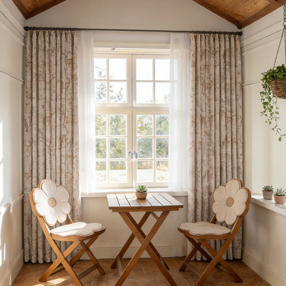 Cozy Happy Deer Tree Chenille Jacquard Farmhouse Elegant Curtains