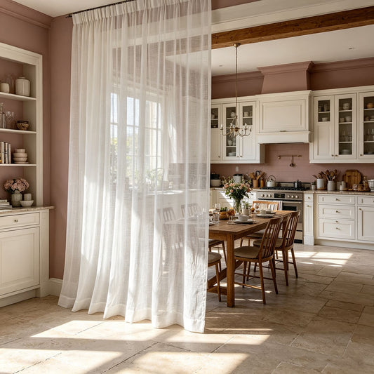 Airy White Textured Cross‑Hatch Sheer Voile Curtains Minimalist Transitional Decor