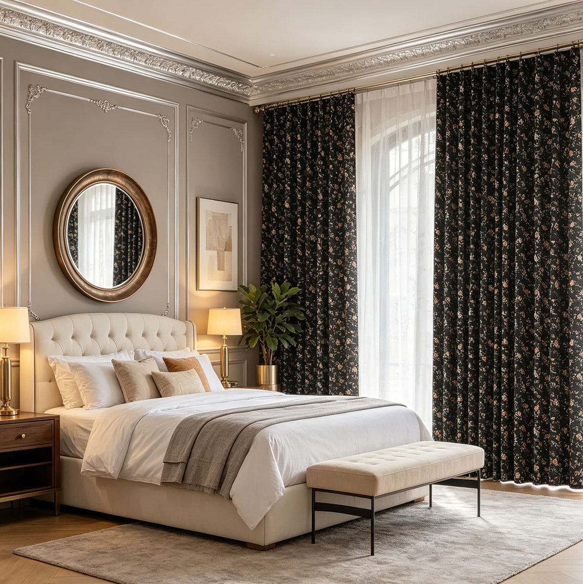 Pastoral Romance Double-Sided Small Floral Jacquard Chenille Drapes