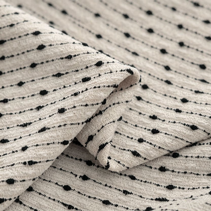 Minimalist Beige & Black Vertical Dot Striped Curtains