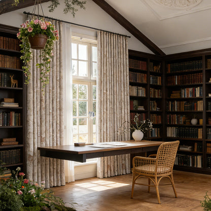 Cozy Happy Deer Tree Chenille Jacquard Farmhouse Elegant Curtains