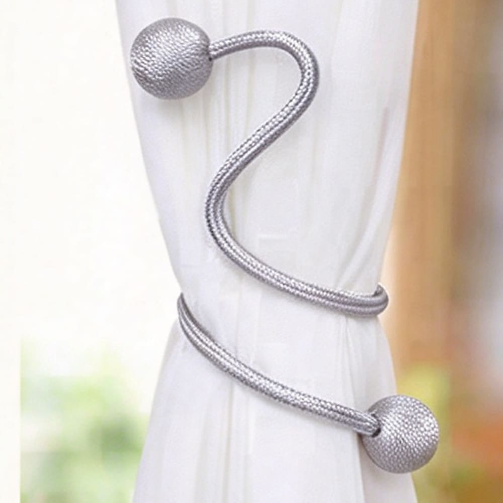 2 Pack Solid Color Ball Curtain Tiebacks, Magnetic Window Drape Holdbacks for Home Decor