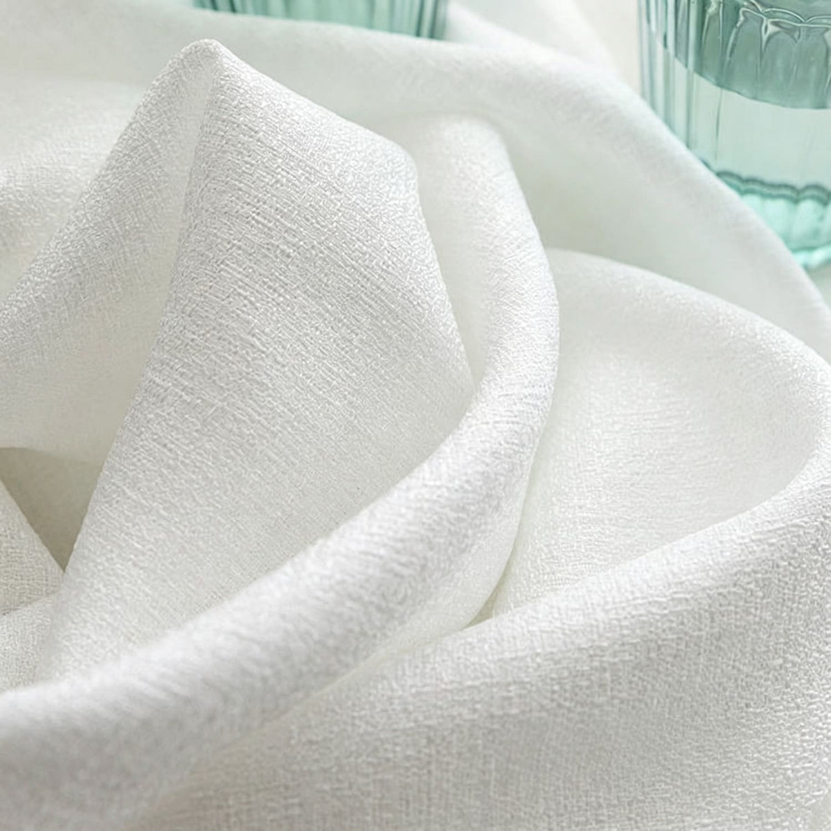Thick Pure Serenity Matte White Sheer Curtains Voile 2 Panels