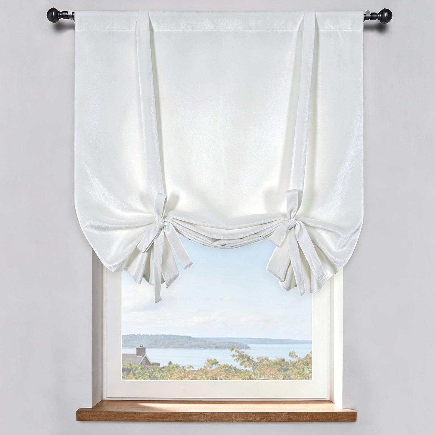 Ivory White Velvet Balloon Shade Curtains