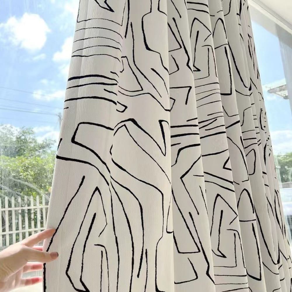 Minimalist Black & White Abstract Line Art Curtains