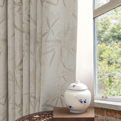 Calm Earthy Zen Bamboo Jacquard Drapery Minimalist Natural Curtains