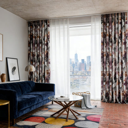 Artistic Bloom Purple and Brown Watercolor Floral Curtains