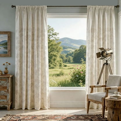 Natural Linen Rope Embroidery Flower Unique Curtains Drapes