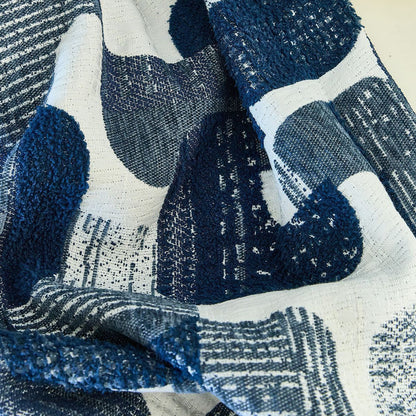 Soft Touch Indigo Blue Geometric Jacquard Curtains