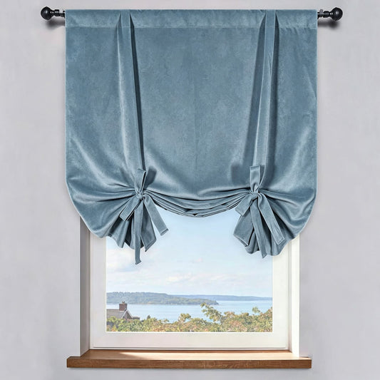 Powderblue Velvet Balloon Shade Curtains