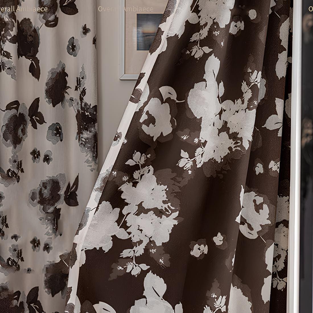 Retro Gray Ink Rose Jacquard Curtain Artistic Chenille