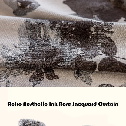 Retro Gray Ink Rose Jacquard Curtain Artistic Chenille
