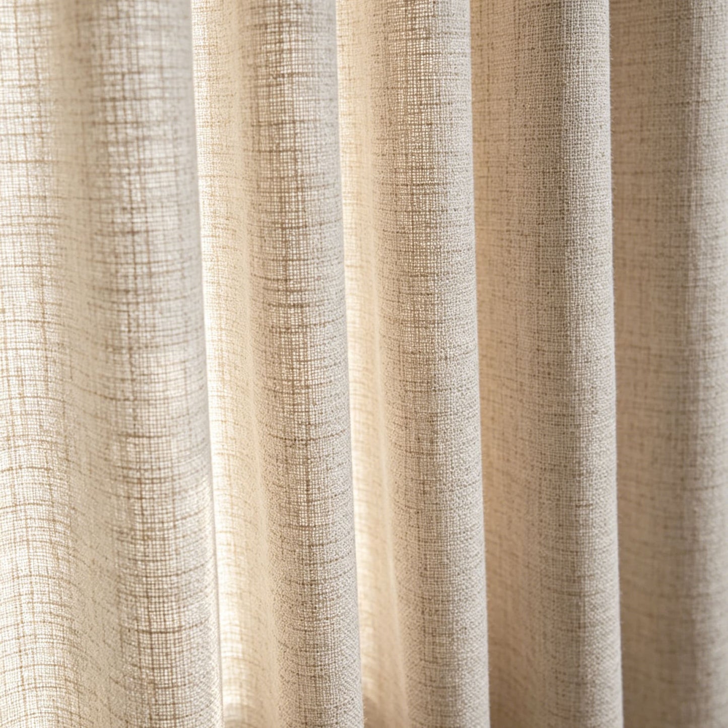 Earthy Natural Flax Beige / Oatmeal Linen Textured Sheer Curtains