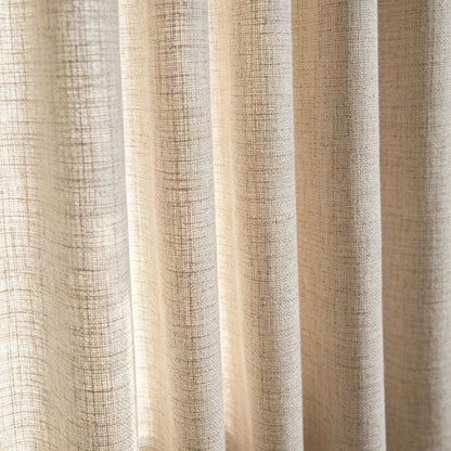 Earthy Natural Flax Beige / Oatmeal Linen Textured Sheer Curtains