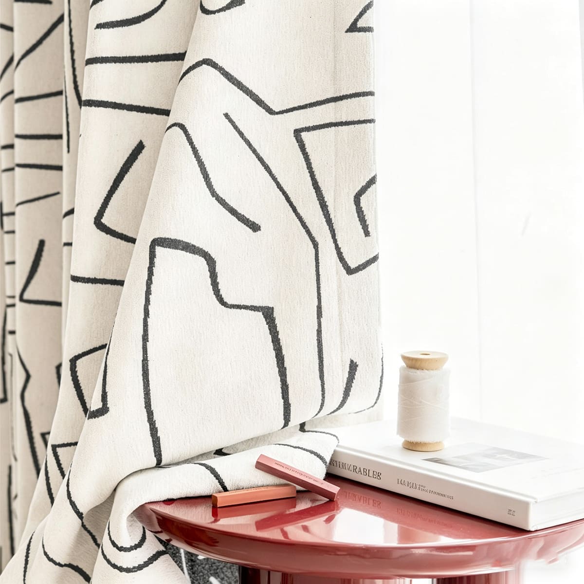 Minimalist Black & White Abstract Line Art Curtains