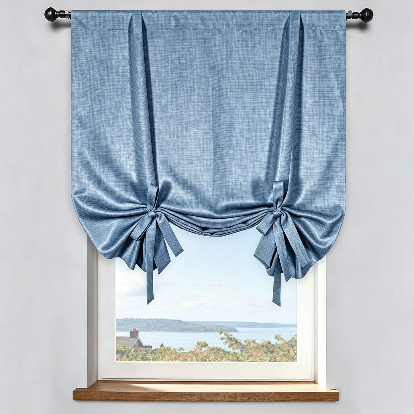 Serenity Slate Blue Blackout Balloon Shade Curtains