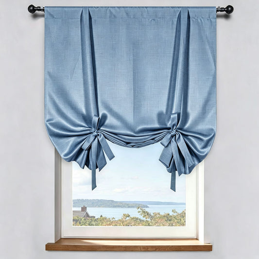 Serenity Slate Blue Blackout Balloon Shade Curtains