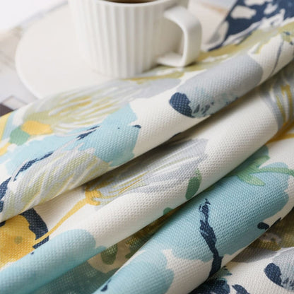 Vibrant Teal & Mint Watercolor Botanical Vine Pinch Pleat Curtains