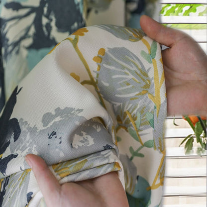 Vibrant Teal & Mint Watercolor Botanical Vine Pinch Pleat Curtains