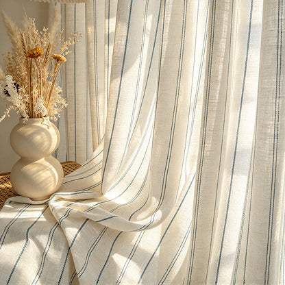 Rideaux transparents rayés gris jaune pour chambre/salon 2 panneaux