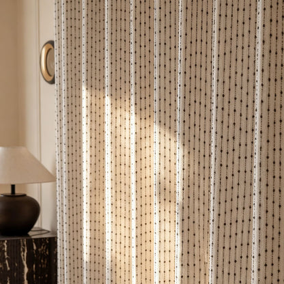 Minimalist Beige & Black Vertical Dot Striped Curtains