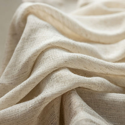 Linen Sheer Curtains Striped Voile for Living Room 2 Panels