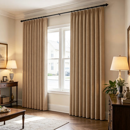 Camel Brown Cat Scratch Resistant Curtains Non-Toxic Formaldehyde Free Fabric for Kid & Pet Households
