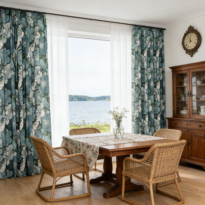 Turquoise Curtains Peony Flowers Curtains Pinch Pleat Drapes