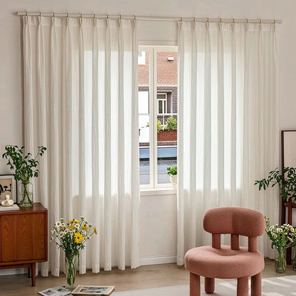 Chic Gleaming White Wave Sheer Curtain with Subtle Sparkle