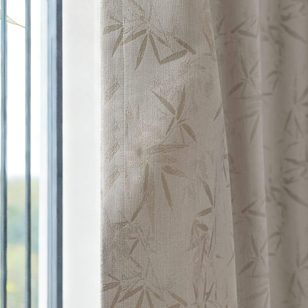 Calm Earthy Zen Bamboo Jacquard Drapery Minimalist Natural Curtains