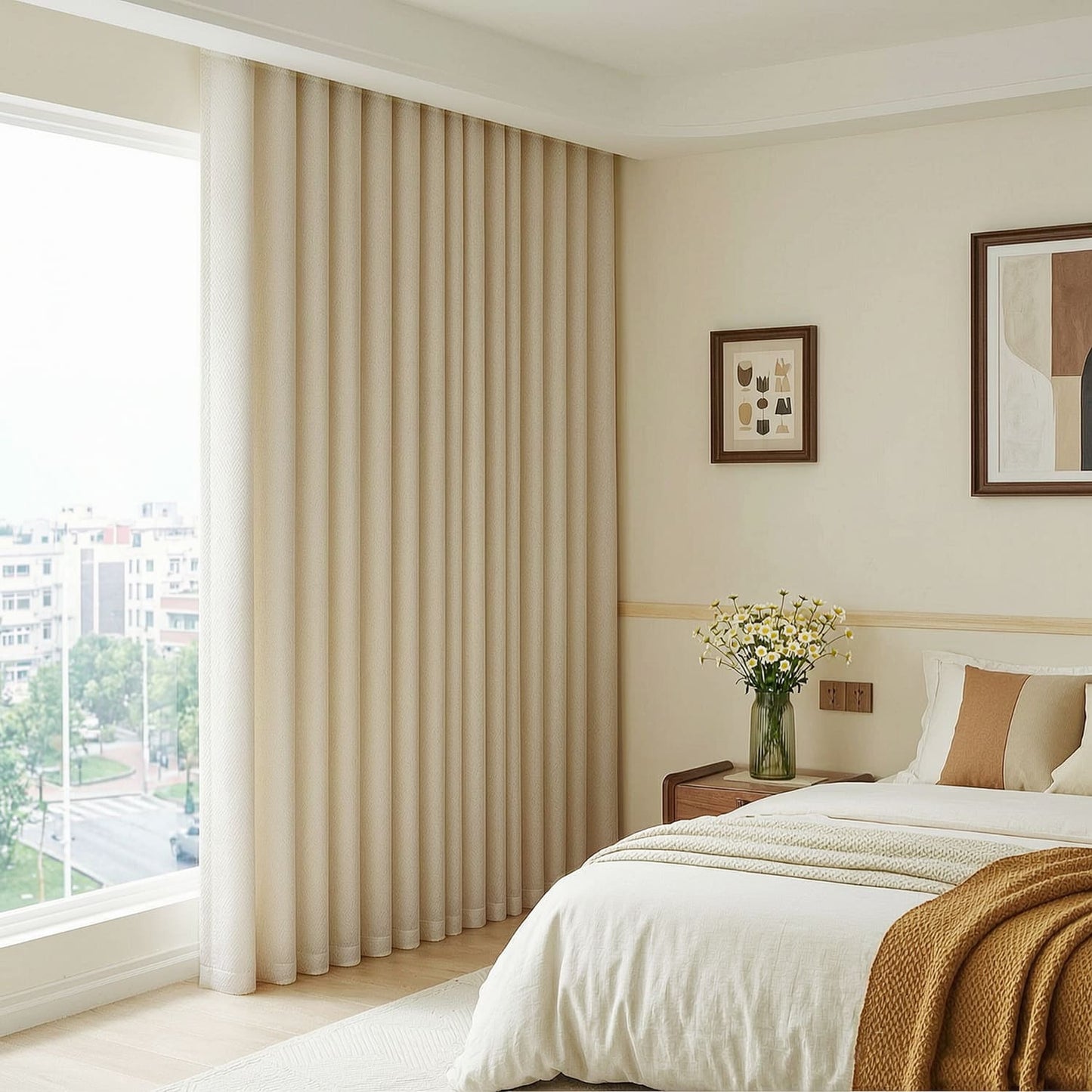 Cream Beige Cat Scratch Resistant Full Blackout Curtains