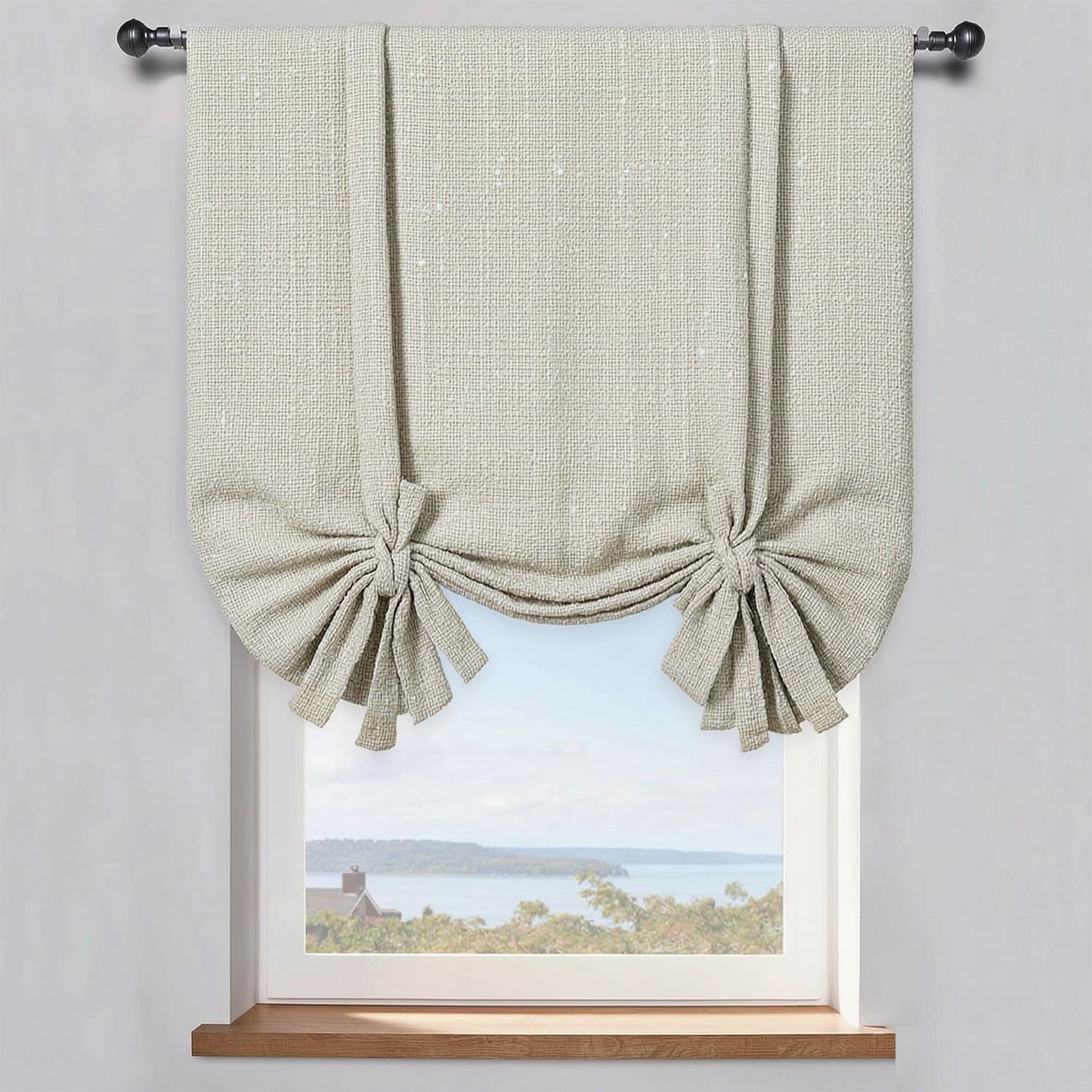 Natural Elegance Warm Beige Textured Balloon Shade Curtains for Modern Serenity