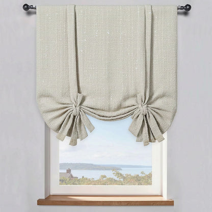 Natural Elegance Warm Beige Textured Balloon Shade Curtains for Modern Serenity