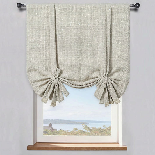 Natural Elegance Warm Beige Textured Balloon Shade Curtains for Modern Serenity