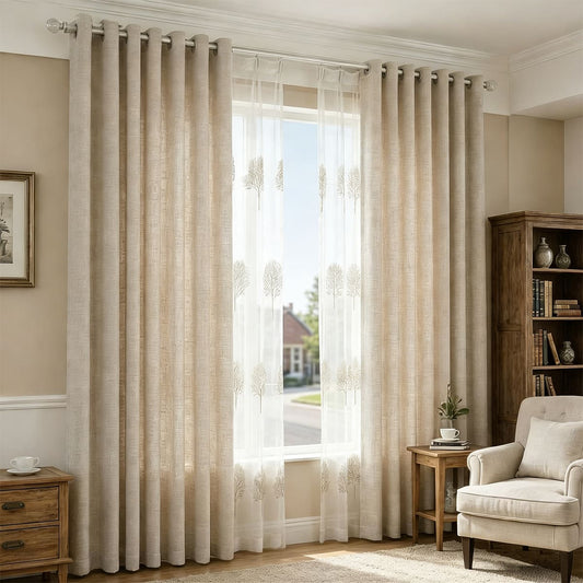 Natural Elegance Warm Beige Textured Curtains for Modern Serenity