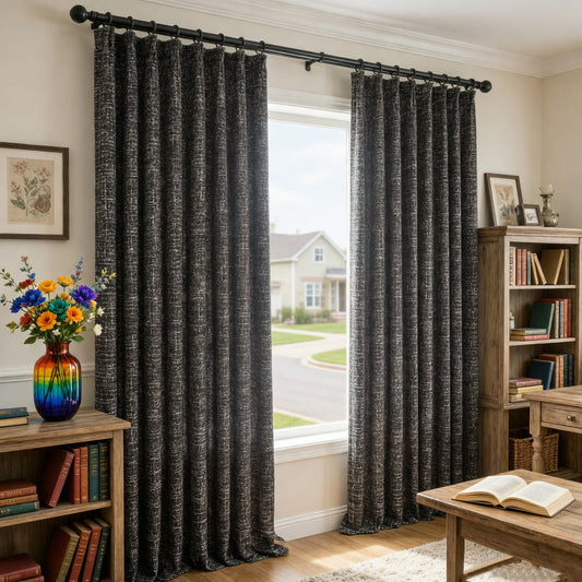 Urban Granite Grainy Texture Gray Curtains and Drapes