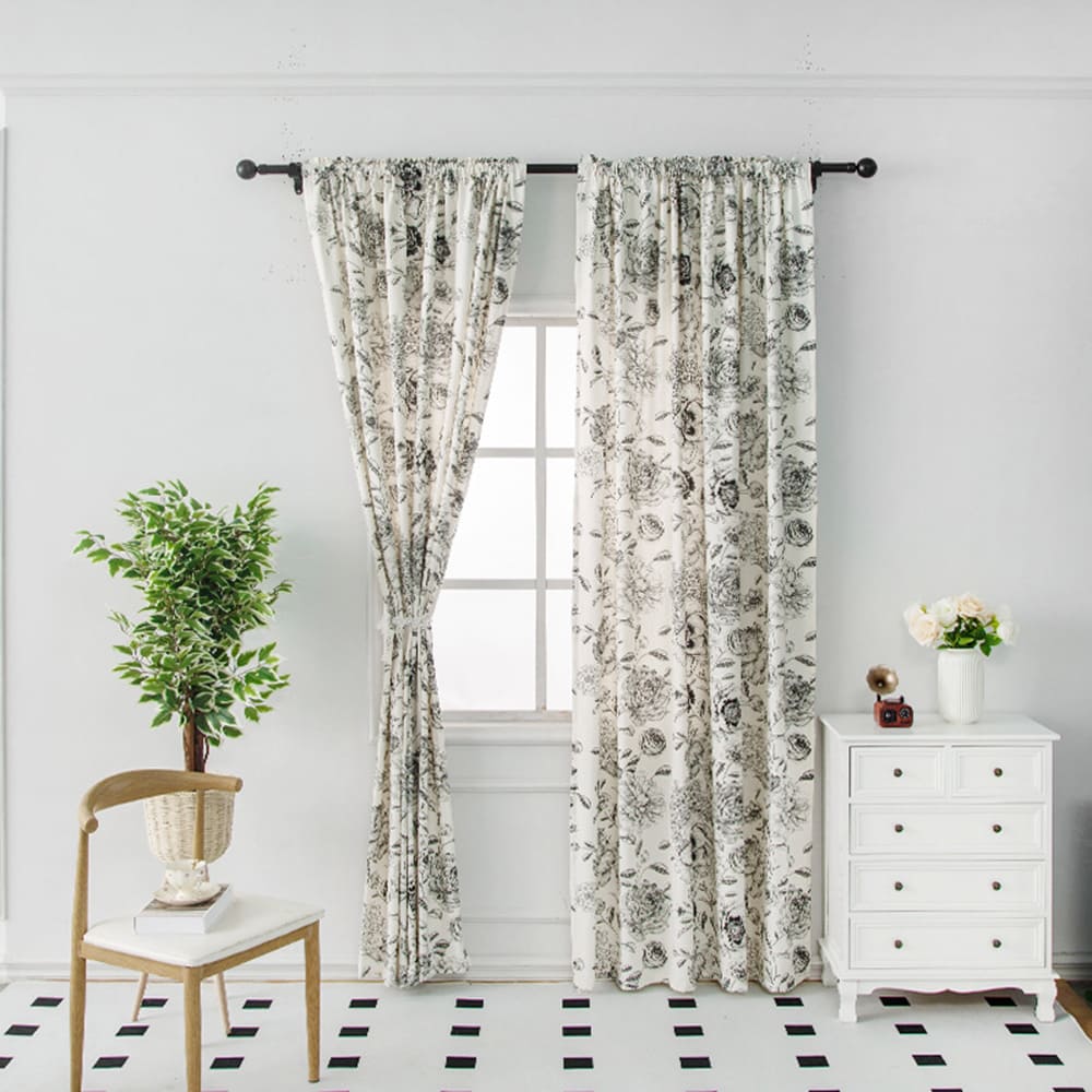 American Printed Curtains Flower Living Room Drapes