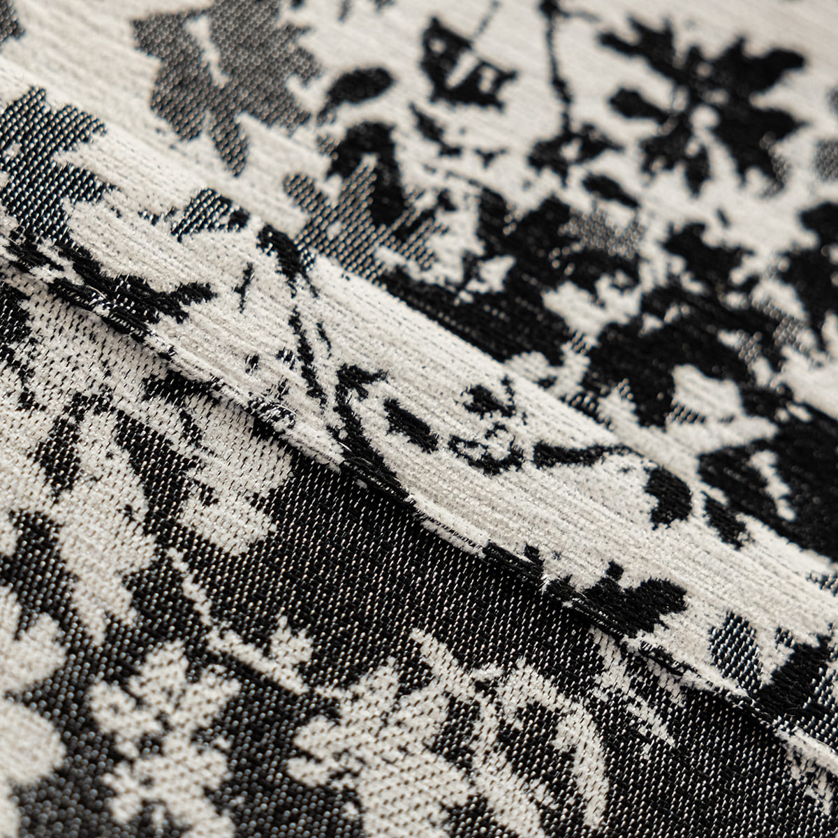 Modern Black Silhouette Floral Vine Chenille Jacquard Curtains Drapes