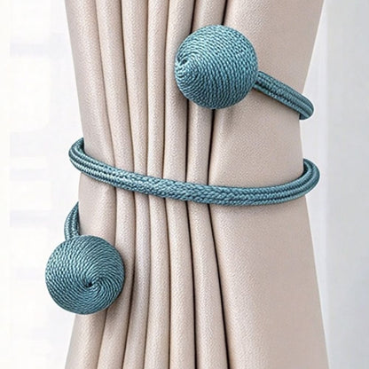 2 Pack Solid Color Ball Curtain Tiebacks, Magnetic Window Drape Holdbacks for Home Decor