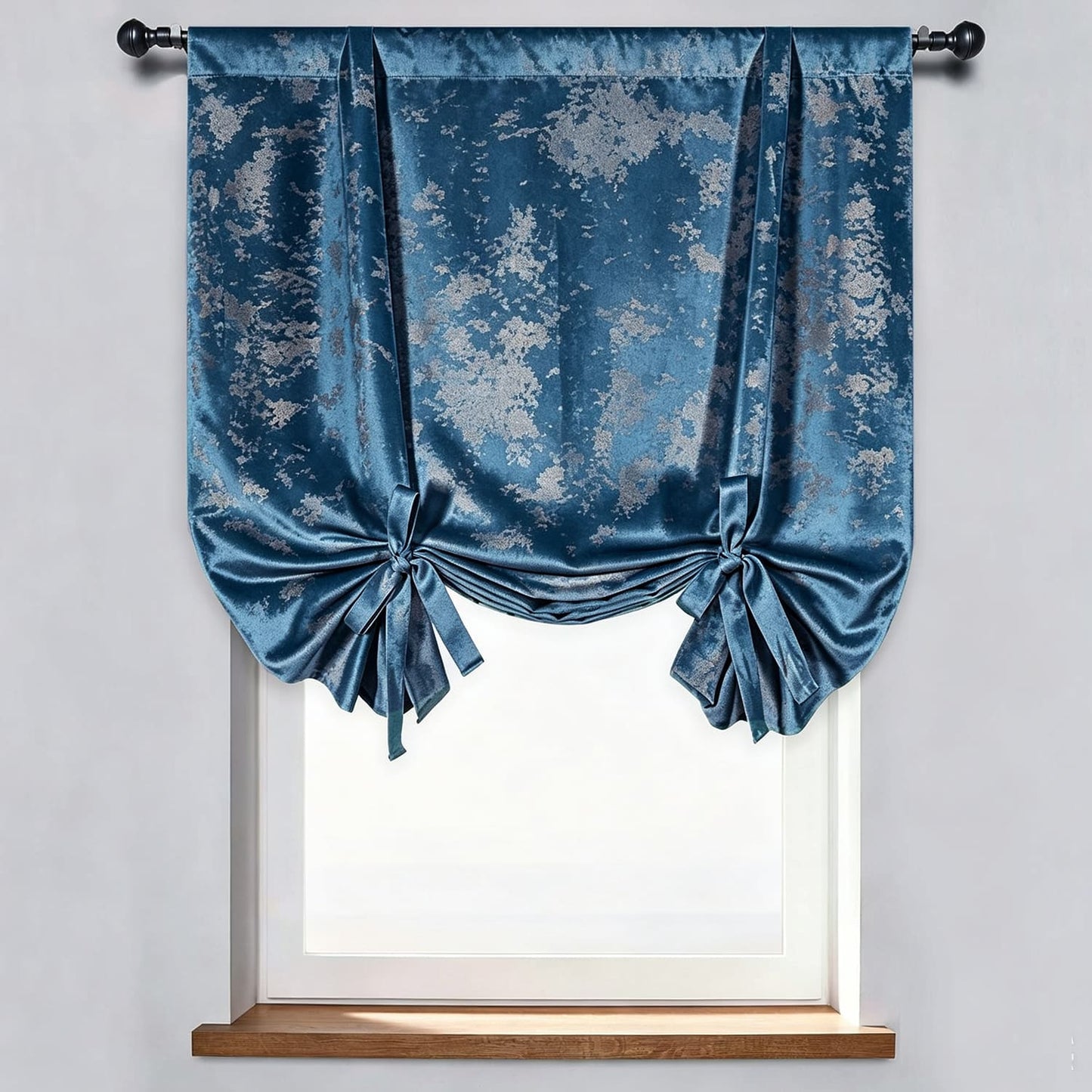 Luxurious Shimmering Blue Bronzing Balloon Shade Curtains