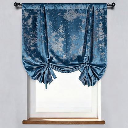 Luxurious Shimmering Blue Bronzing Balloon Shade Curtains