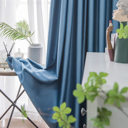 Serenity Slate Blue Blackout Curtains Thermal Insulated Drapes
